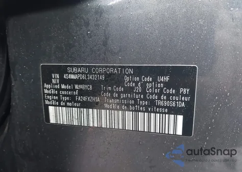 2020 Subaru Ascent Limited z USA, uszkodzony, nr VIN 4S4WMAPD6L3432149